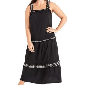 Black floral tiered midi dress, Old Navy, size XS